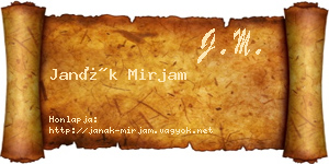 Janák Mirjam névjegykártya